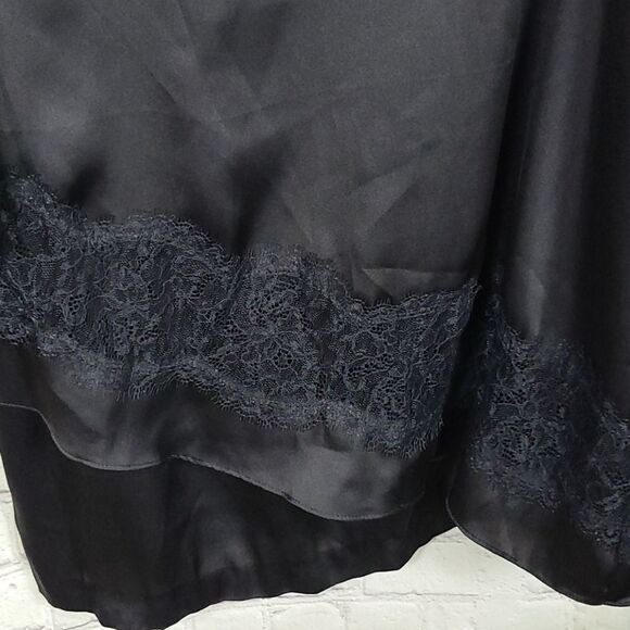 BCBGENERATION Silky Soft Black Lace One Shoulder Drape Alana Formal Slip Dress - Picture 6 of 8